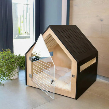 Modern Wooden Cat Nest with Glass Door - Simple Pet House
